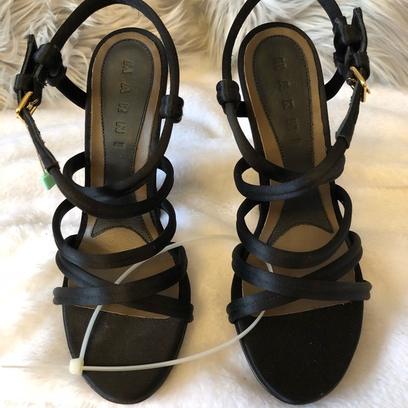👠BN - M.A.R.N.I. - INCREDIBLE STEAL! Authentic Black Satin Heels - 37 - Picture 2 of 13